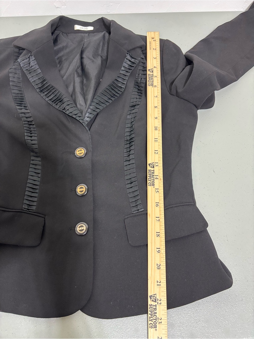 Cache Women's Black Tailored Blazer Pleated Silk Trim Office Career Tuxedo 6 - Picture 10 of 13